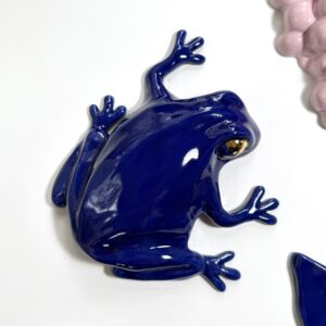 The Frog -wall sculpture, Blue, Golden eyes